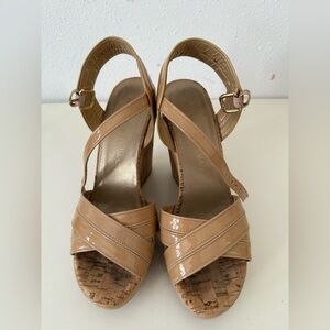 Stuart Weitzman MINKY Tan Leather Wedge Sandal
